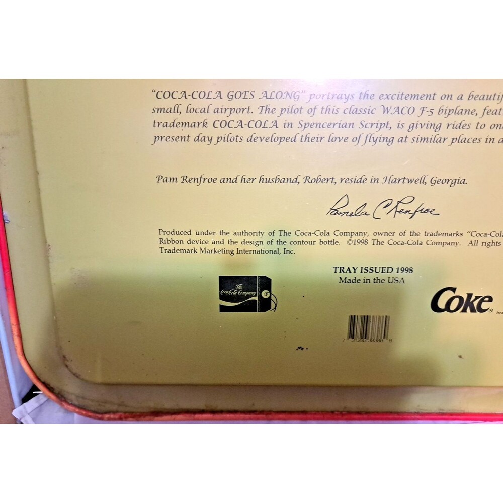VTG 1998 Coca-Cola Goes Along Tray Pamela Renfroe Signed Metal Nostalgia - Picture 8 of 12